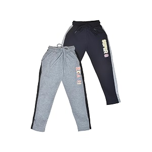 lux cozi boy39s modern fit mid rise premium combed cotton stylish track pants with both side pocket  typography written  print may vary  pack of 2 