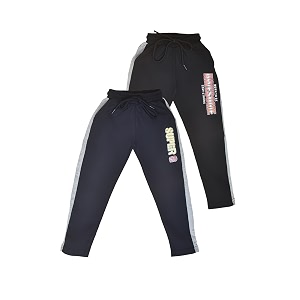 lux cozi boy39s modern fit mid rise premium combed cotton stylish track pants with both side pocket  typography written  print may vary  pack of 2 