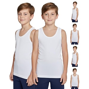 lux cozi boy cotton relaxed fit white vest  pack of 6