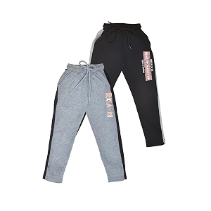 lux cozi boy39s modern fit mid rise premium combed cotton stylish track pants with both side pocket  typography written  print may vary  pack of 2 