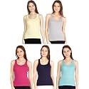 Lux Cozi Cotton Plain/Solid Women Racer Back Tank top - Pack of 5 (Cozi-for-Her-RacerBack-Assorted-85)