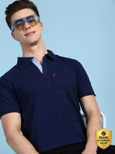 LUX cozi Solid Men Polo Neck Dark