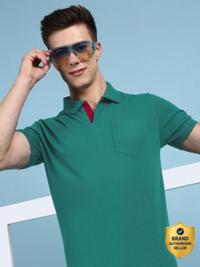 LUX cozi Solid Men Polo Neck Green