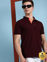 LUX cozi Solid Men Polo Neck Brown