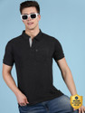 LUX cozi Solid Men Polo Neck Black