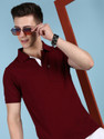LUX cozi Solid Men Polo Neck Maroon