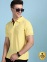 LUX cozi Solid Men Polo Neck Gold
