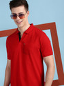 LUX cozi Solid Men Polo Neck Red
