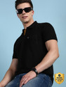 LUX cozi Solid Men Polo Neck Black