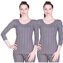 Lux Inferno Round Neck 3/4th Sleeves Women's Premium Thermal Upper/Top/Vest - Pack of 2