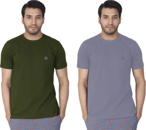 Lux Nitro Solid Men Round Neck Grey