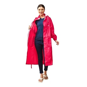 lux venus solid long raincoat for women