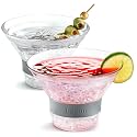 luxail Martini Glasses, Plastic Reusable Insulated Freeze Martini Cooling Cups, Gel Chiller, Double Wall Stemless Martini Glasses Set of 2, 9 Oz Capacity, Martini Gifts, 2 Reusable Cocktail Straws