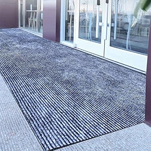 luxe home arizona soft polypropylene dust trapper entrance carpet floor mat for home kitchen hallway restaurant living room hotels grey_4x12_piece of 1