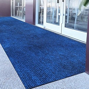 luxe home arizona soft polypropylene dust trapper entrance carpet floor mat for home kitchen hallway restaurant living room hotels blue_4x9_piece of 1