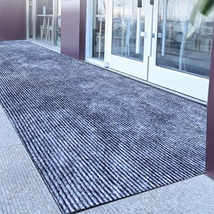 luxe home arizona soft polypropylene dust trapper entrance carpet floor mat for home kitchen hallway restaurant living room hotels grey_4x4_piece of 1