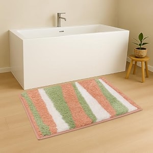 luxe home bath mat canada stripes super soft anti skid slip water soak washable door mats for home bathroom mat floor mat kitchen mat for floor 40x60 cm pink