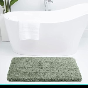 luxe home international microfiber bath mat super soft non slip vegas rectangular mats for bathroomdoor45x75 cmpastel greenpack of 1