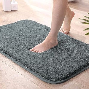 luxe home international microfiber luxe home bath mat super soft non slip vegas mats for bathroom kitchen bedroom and door 40x60 cm grey pack of 1 rectangular