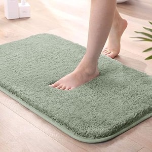 luxe home international bath mat super soft non slip vegas mats for bathroom door 40x60 cm pastel green pack of 1 microfiber rectangular