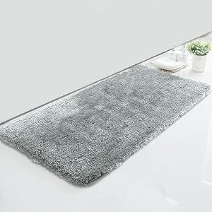 luxe home international microfiber bath mat super soft non slip vegas rectangular mats for bathroomdoor60x90 cmsilverpack of 1
