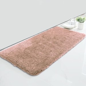 luxe home international microfiber bath mat super soft non slip vegas rectangular mats for bathroomdoor60x90 cmpeachpack of 1
