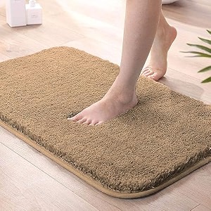 luxe home international microfiber bath mat super soft non slip vegas rectangular mats for bathroom kitchen bedroom and door 40x60 cm gold pack of 1