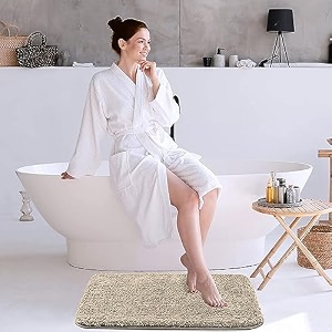 luxe home international microfiber rectangular bath mat super soft non slip vegas mats for bathroom door 45x75 cm beige pack of 1