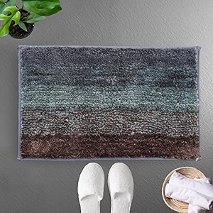 luxe home super soft oyster microfiber bathroom mat 38x58cm non-slip bath mat for home bedroom and living room - burnt green