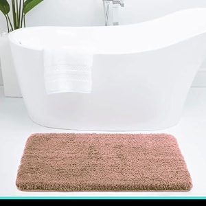 luxe home international microfiber bath mat super soft non slip vegas rectangular mats for bathroomdoor45x75 cmpeachpack of 1