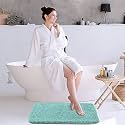 LUXE HOME INTERNATIONAL Microfiber Luxe Home Bath Mat Super Soft Non Slip Vegas Mats For Bathroom, Door (45X75 Cm, Aqua) Pack Of 1, Rectangular