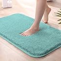 Luxe Home Vegas Microfiber Bath Mat Super Soft Non Slip Washable Mat for Bathroom, Kitchen, Bedroom, and Home (40x60 cm, Aqua) Pack of 1, Rectangular