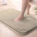LUXE HOME INTERNATIONAL Microfiber Luxe Home Bath Mat Super Soft Non Slip Vegas Mats For Bathroom, Kitchen, Bedroom, And Door (40X60 Cm, Beige) Pack Of 1, Rectangular