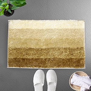luxe home super soft oyster microfiber bathroom mat 38x58cm non-slip bath mat for home bedroom and living room - tabacco