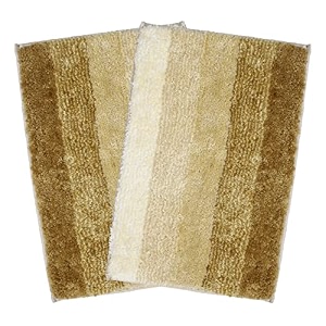 luxe home super soft microfiber bathroom mat 38x58cm non-slip bath mat for home bedroom and living room - tabacco pack of 2