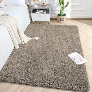 luxe home international carpet super soft anti slip vegas rectangular rugs for bedroomlivingroomtaupe4x6 feet