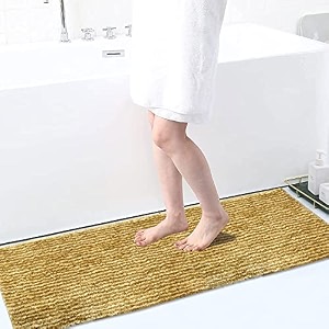 luxe home floor runner 1600 gsm microfiber super-soft matt anti skid water absorbent comfort mats for bathroom kitchen entrance 58 x 140 cm beige pack of 1