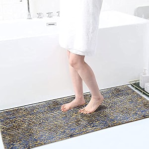 luxe home floor runner 1600 gsm microfiber super-soft matt anti skid water absorbent comfort mats for bathroom kitchen entrance 58 x 140 cm blue pack of 1