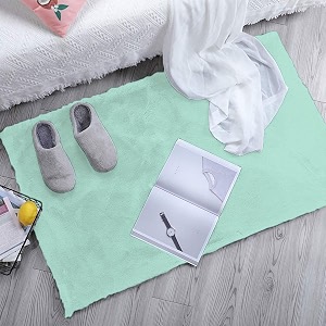 Luxe Home Rabbit Fur Soild Bath Mat