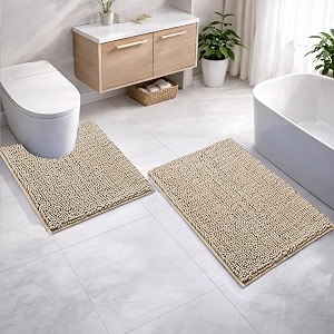 LUXEHOME International Microfibre Chenille Contour Bath Mat