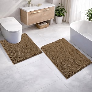 LUXEHOME International Microfibre Chenille Contour Bath Mat