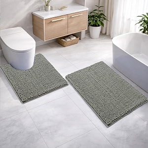 LUXEHOME International Microfibre Chenille Contour Bath Mat