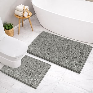LUXEHOME International Microfibre Chenille Contour Bath Mat