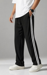 Luxekicks Striped Men Black Track Pants