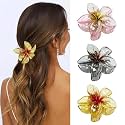 Flower Hair Clips, 3Pcs Sparkling Claw Clips for Women, Plumeria Hair Clip for Thick Hair, Hair Accessories for Women, Non Slip Strong Hold Hair for Hawaii, Holiday Gifts