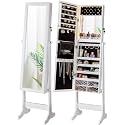 LUXFURNI 62.6" Standing Jewelry Armoire Cabinet with Storage Mirror