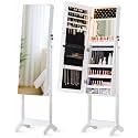LUXFURNI Full‑Length Standing Jewelry Armoire, 60 in Mirror with Storage