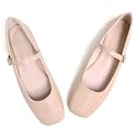 LUXINYU Women's Slip on Flats,Classy Round Toe Solid Classic Mary Jane Ballet Dance Shoes Soft Comfortable PU Flat Shoes