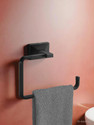 LUXIUR Towel Hanger for Wash Basin and Bathroom|Towel Ring| Napkin Hanger for Kitchen| Black Towel Holder (Stainless Steel)