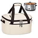 LUXJA Insulated Slow Cooker Bag Compatible with Crock Pot, Beige